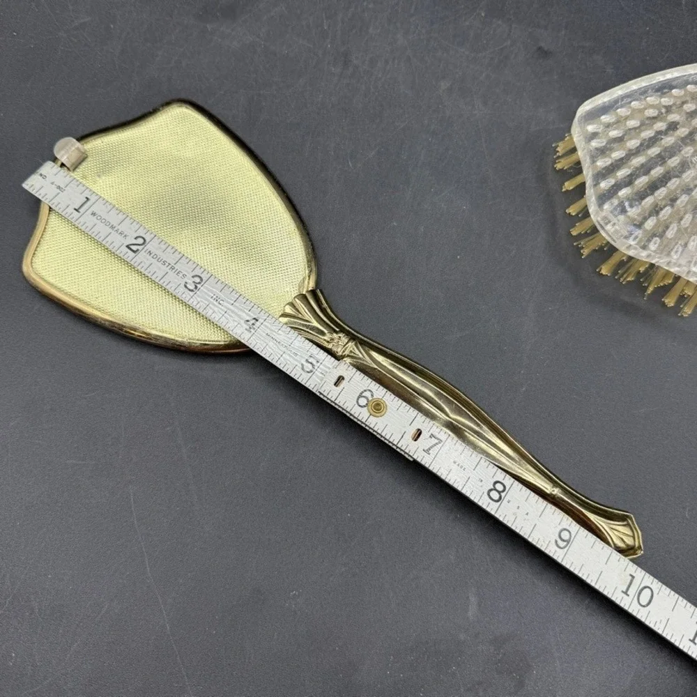 Vintage MCM Hair Brush‎ Women OS Floral Gold Tone Vanity Coquette Vintage